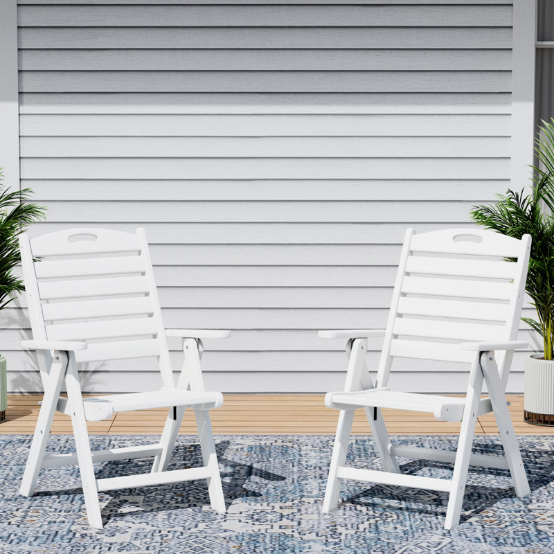 Ensemble de 2 chaises de patio pliantes à dossier haut, Blanc