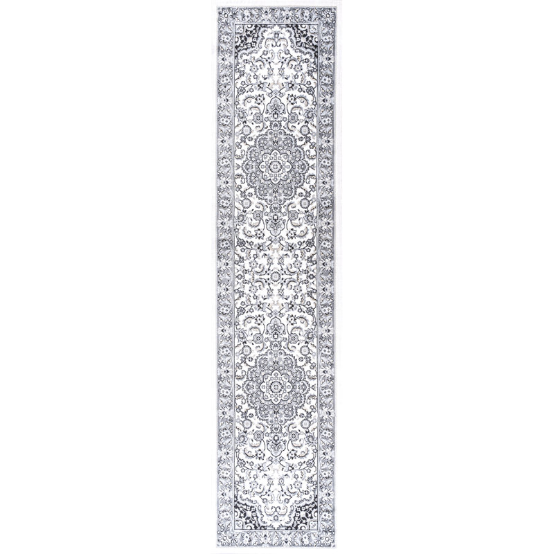 Arignote Modern Persian Floral Gray/Cream Rug, Runner 2' X 10'