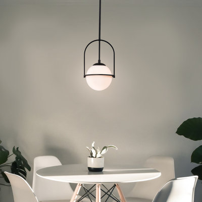 Dowzall  Black Orb Globe Mini Pendant Light Fixture Mid Century Glass Chandelier