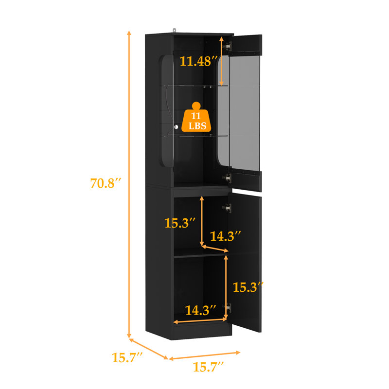 Vitrine à 3 niveaux avec lumières réglables