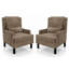 Ensemble de 2 fauteuils à oreilles pour salon, fauteuil en chenille moderne avec dossier haut et coussin Mid-Century-133357977