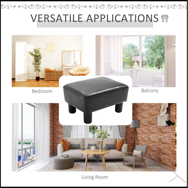 Stylish Faux Leather Ottoman Foot Rest, Small Rectangular Stool for Comfort and Decor Enhancement