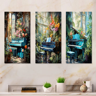 Piano Tropical Tunes - Ensemble de 3 reproductions d'art mural