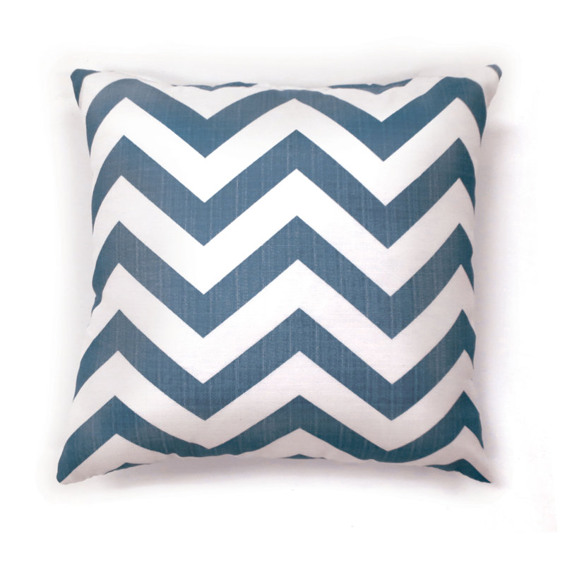 Housse de coussin carrée à chevron Shantel, Bleu, H 20 po x l 22 po