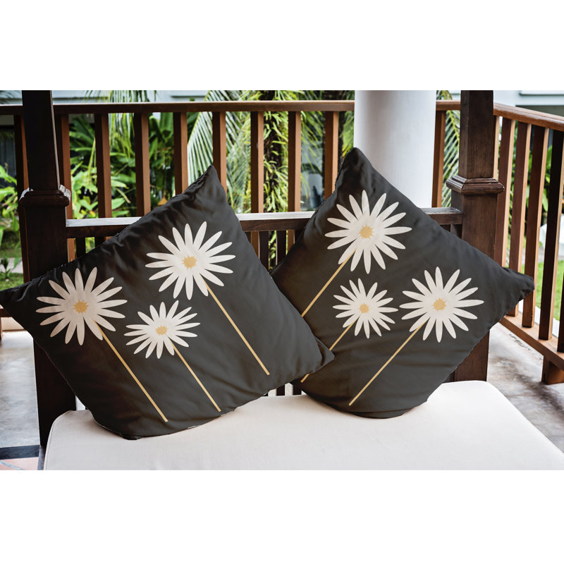 Floral Outdoor Reversible Throw Pillow, 20" x 20", Pepper
