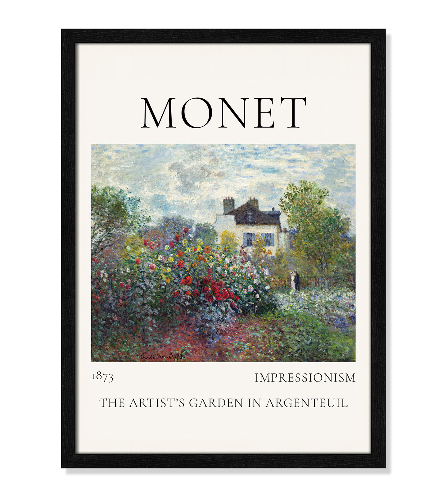 Rocchetto "Artists Garden in Argenteuil" Print, Black Single Picture Frame, No, 23" H x 17" W x 0.75" D