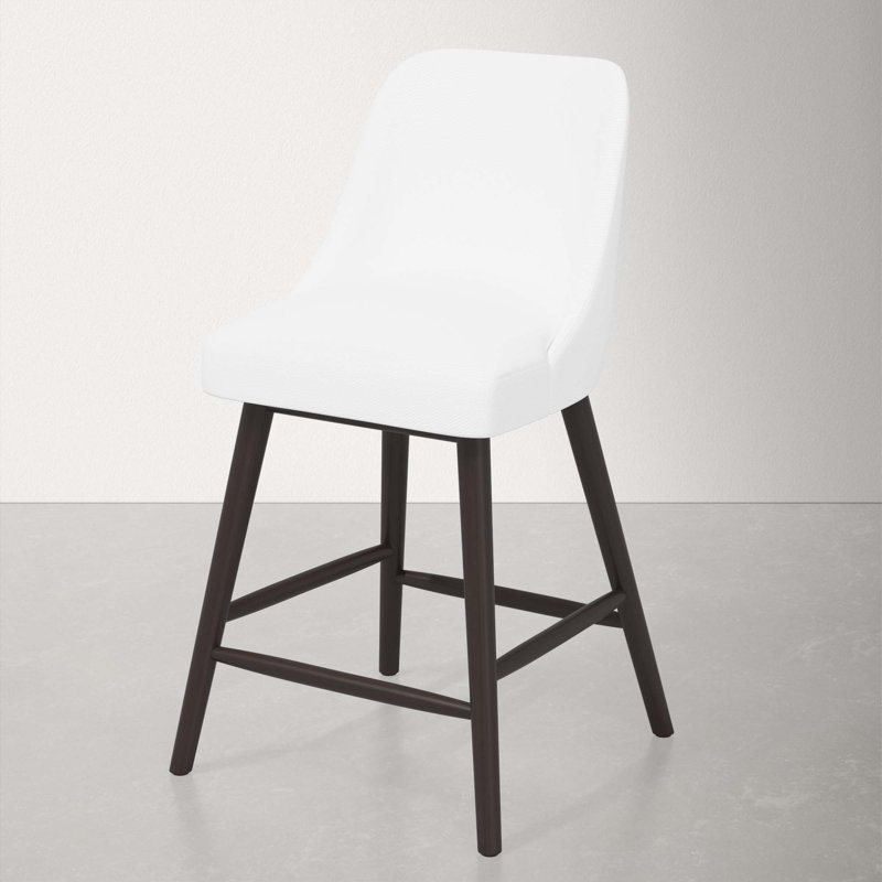 Tabouret Gallie, Espresso, Tabouret de comptoir (siège d'une hauteur de 27 p, Coutil blanc
