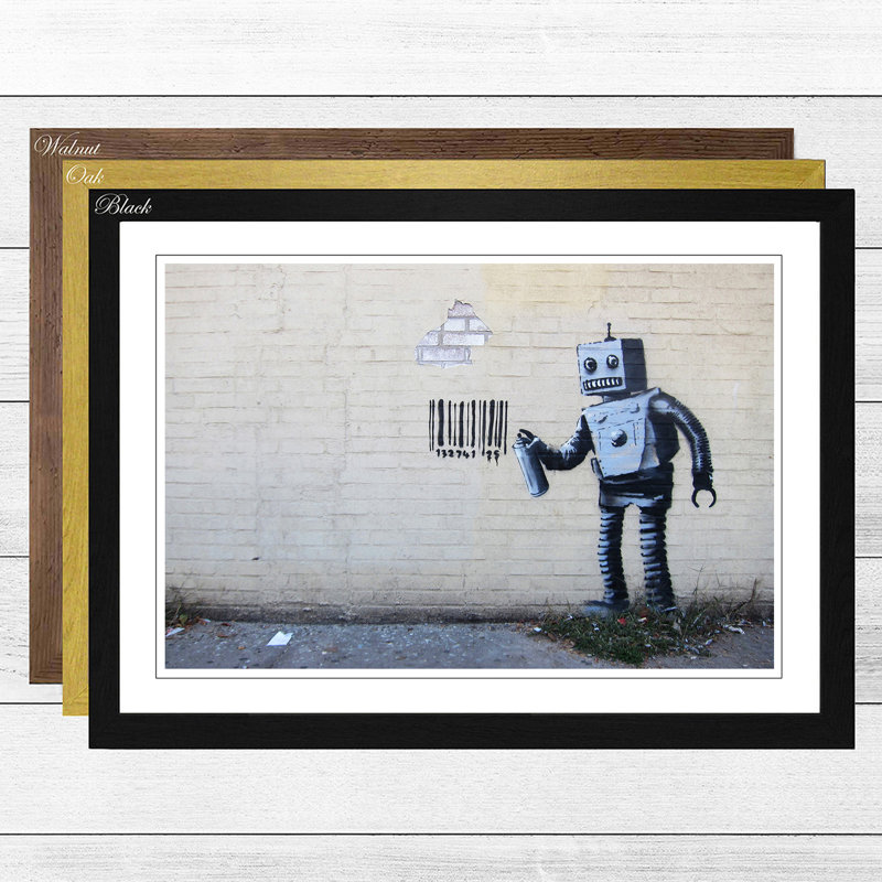 Banksy - Single Picture Frame Print, Walnut
