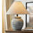 Gray Washed Ceramic Table Lamp With Free Bulb Included, Farmhouse Bedside Lamp For Bedroom Living Room, Neutral Rustic Table Lamp With Linen Shade, E26 Nightstand Lamp