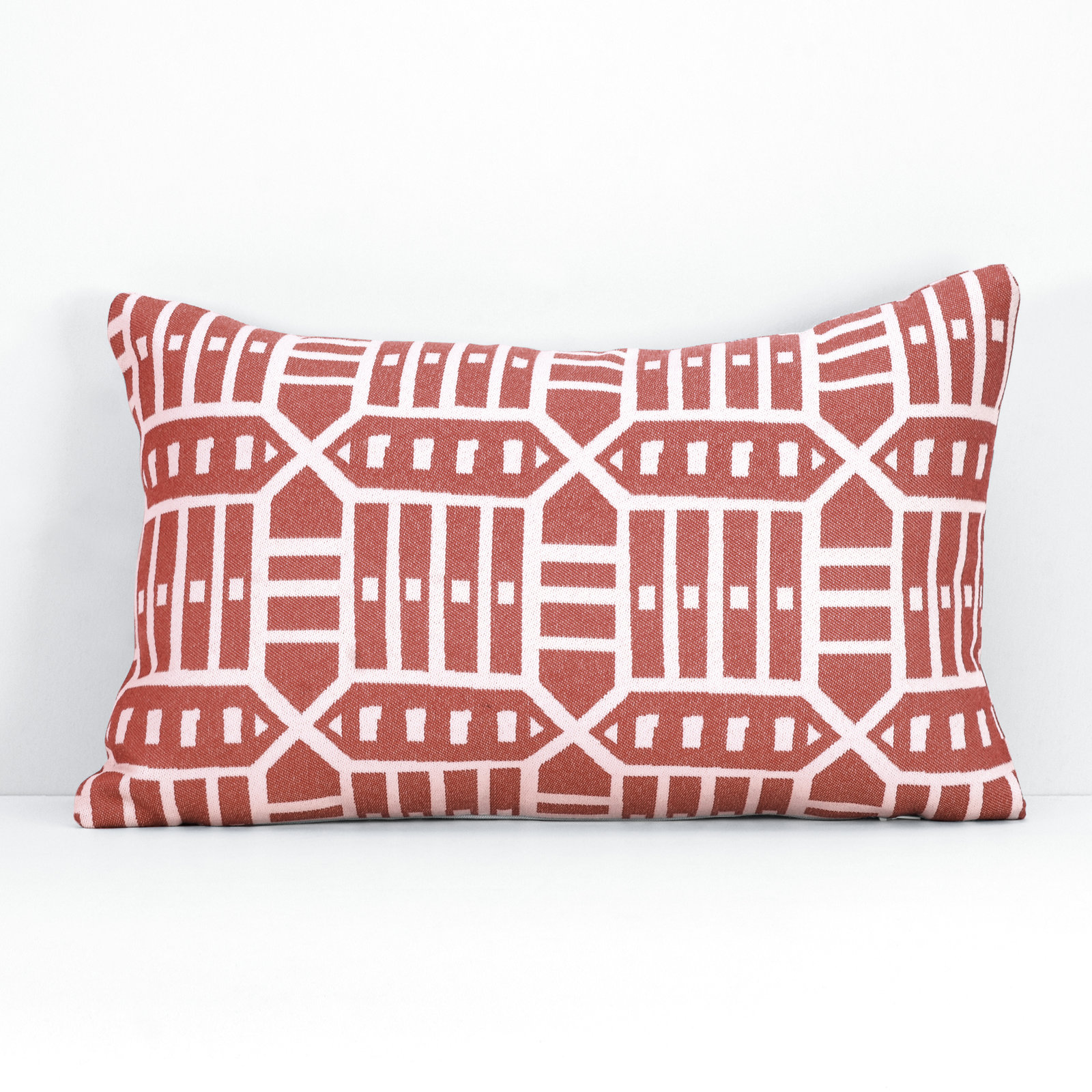 Pacifica Geometric Indoor/Outdoor Lumbar Throw Pillow, Red
