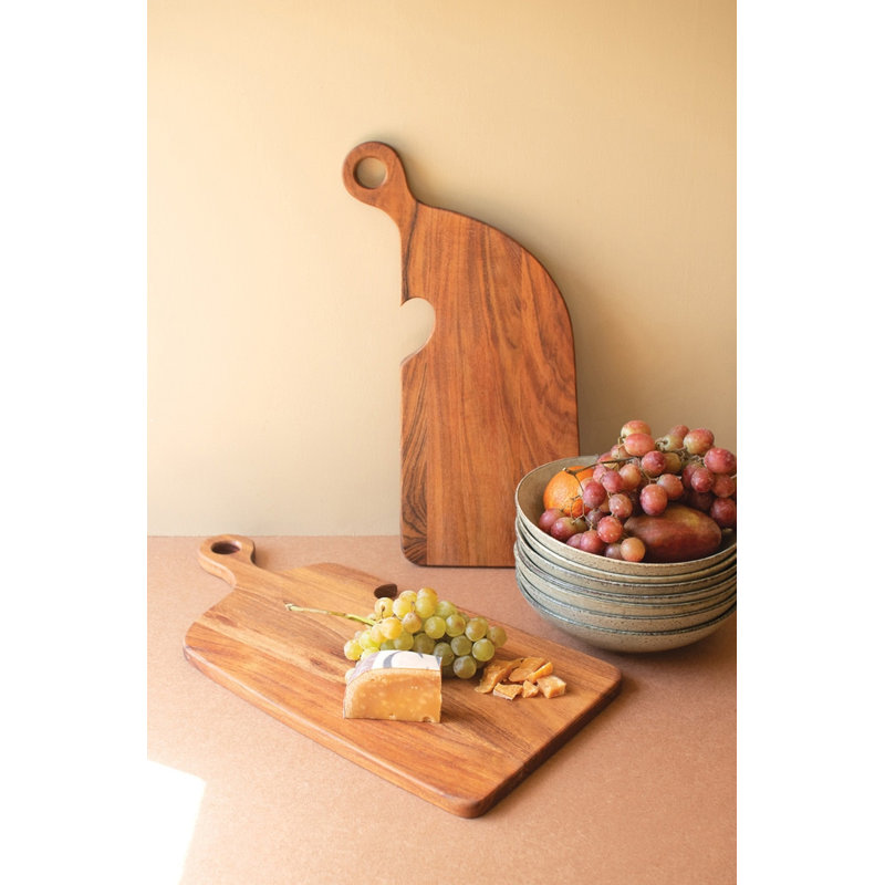 Kalalou Rustic Wooden Cutting Boards with Heart 0.65" Tall – Set of 2