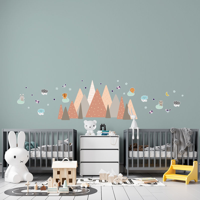 Sleepy Animals in the Boho Mountains Kids Wall Sticker