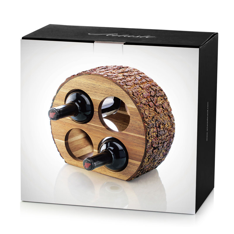 Solid Wood Tabletop Wine Bottle Rack in Natural