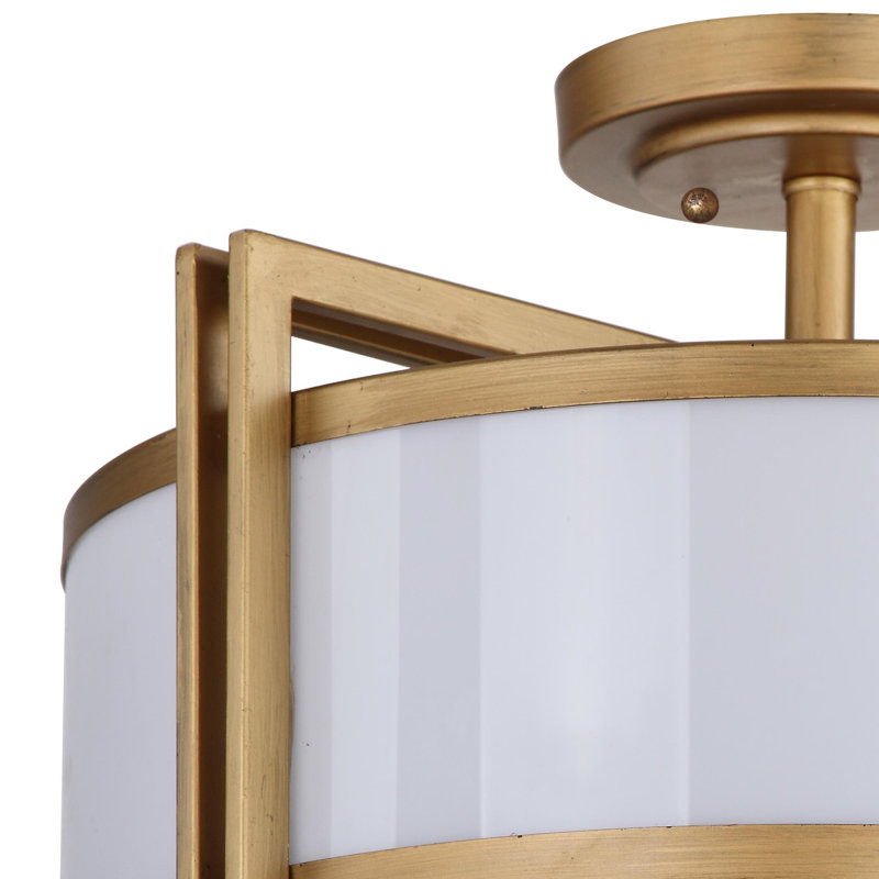 Plafonnier semi-encastré cylindrique unique à 3 lumières 17,13 po Dublin, Gold