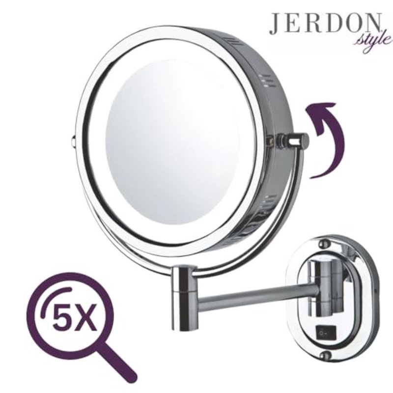 Miroir de maquillage lumineux à fixation murale 8 po Jerdon