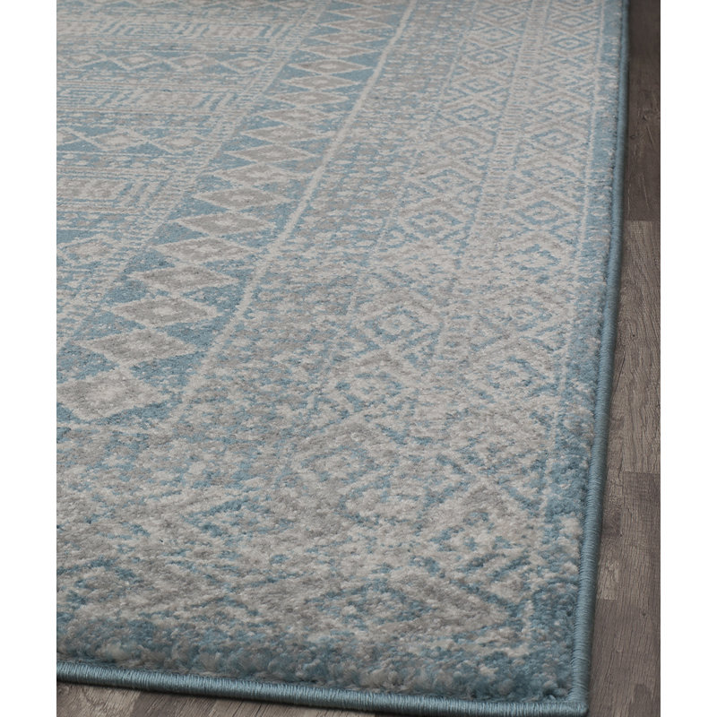 Tapis bleu / gris Kidd Southwestern, Rectangle 5 pi x 7 pi