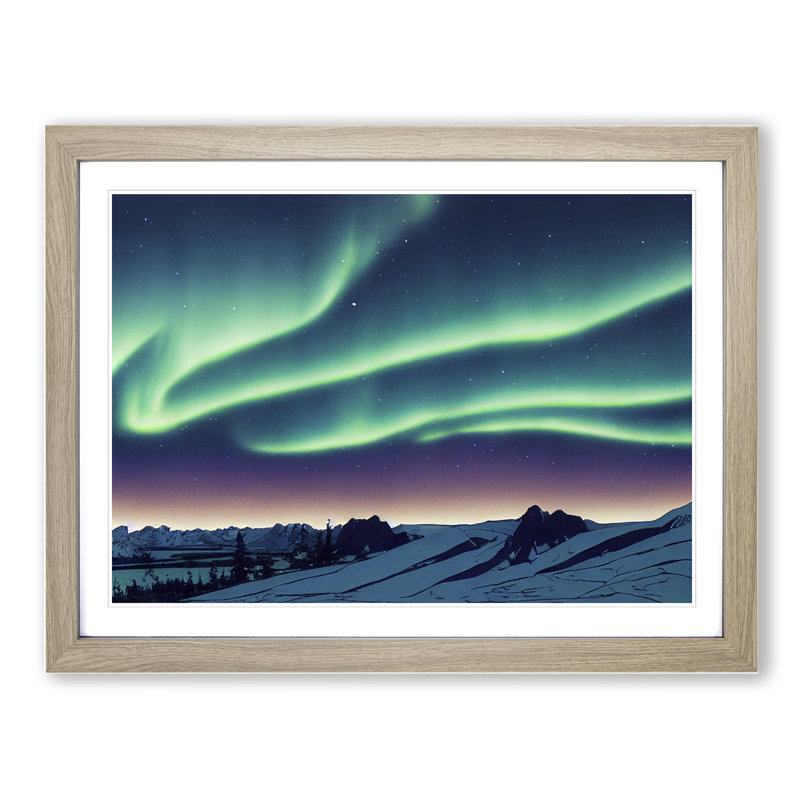 Intoxicating Northern Lights - Framed Print, 25cm H x 34cm W x 2cm D, Oak
