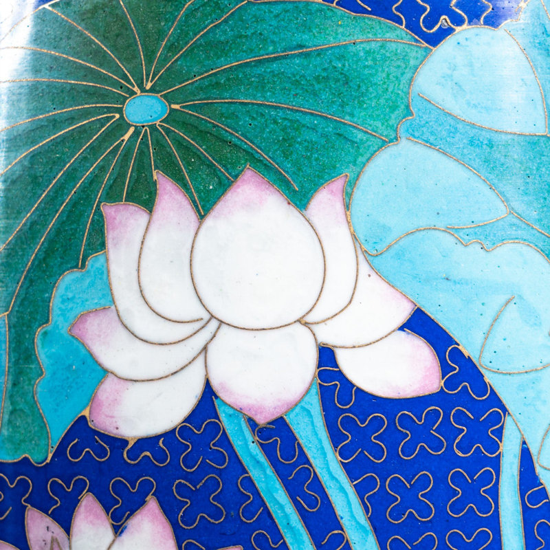 Genuine Cloisonne Vase with Custom Wooden Stand