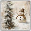 Impression sur toile, bonhomme de neige avec arbre de Noël en hiver-107117951-107117948