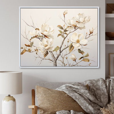 Minimalisme, fleurs de magnolia blanches sur toile
