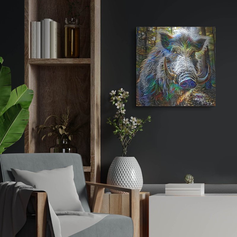  «Wild Boar» par Pedro Gavidia, art mural en métal, H 24 po x l 24 po