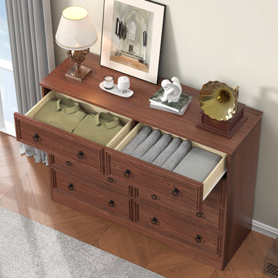 Commode à 8 tiroirs pour chambre à coucher, commode en bois, grand rangement pour les vêtements de style rétro, pour le salon, la chambre à coucher, le couloir, P 15,7 po x l 47,2 po x H 39 po