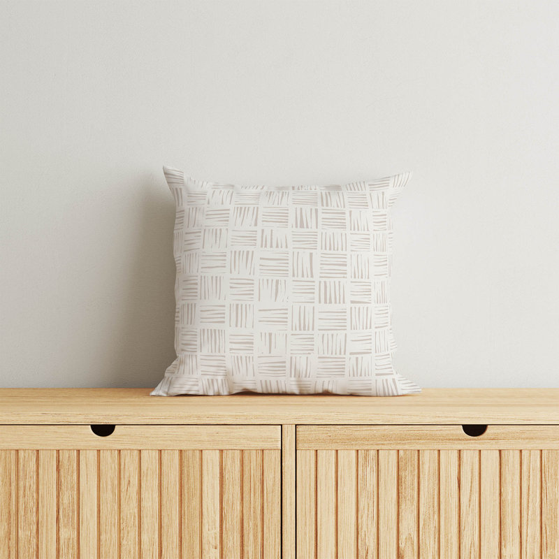 Coussin Lash, H 20 po x l 20 po, Taupe / géométrique