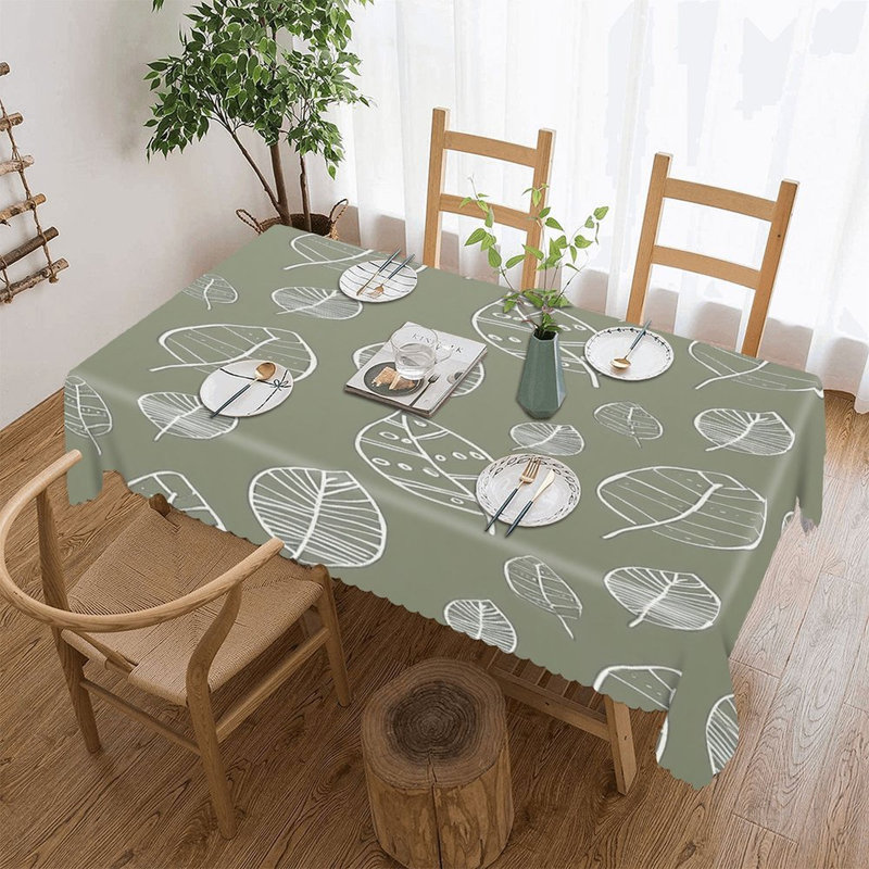 Couverture de table vert sauge minimaliste 60 x 120 po avec bords festonnés pour appartements nordiques et espaces de café