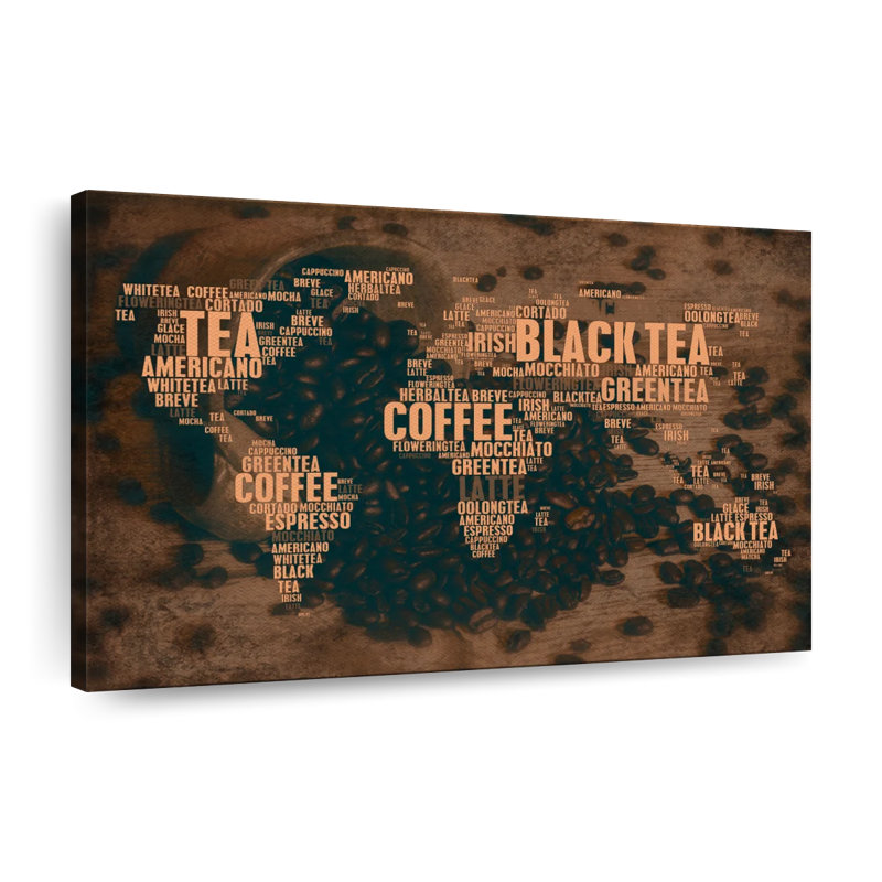 Carte du monde du café, H 8 po x l 12 po x P 1 po