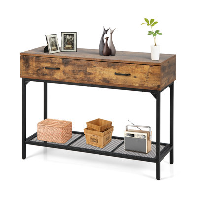 Oaties 100 cm W Steel Top Console Table