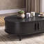 Table basse cannelée noire de 47,2 po de style Mid-Century avec rangement et poignées en laiton-1967370922-1967370924