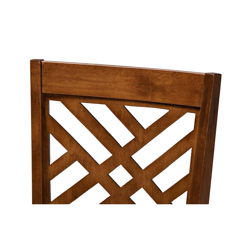 Fraserburgh Rubberwood Solid Wood Dining Set, 5 Pieces: Table, 4 Chairs, Gray/Walnut