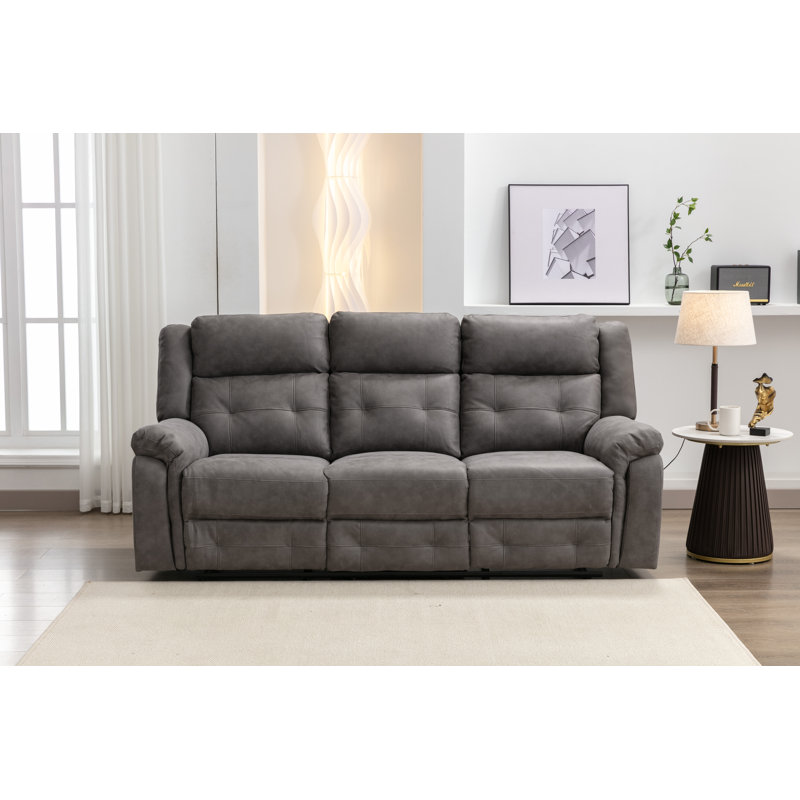 Bonachea 3 Seater Reclining Sofa, Dark Grey