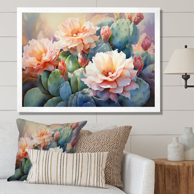 «Peach Green Cactus Romantic Impression», reproduction sur toile