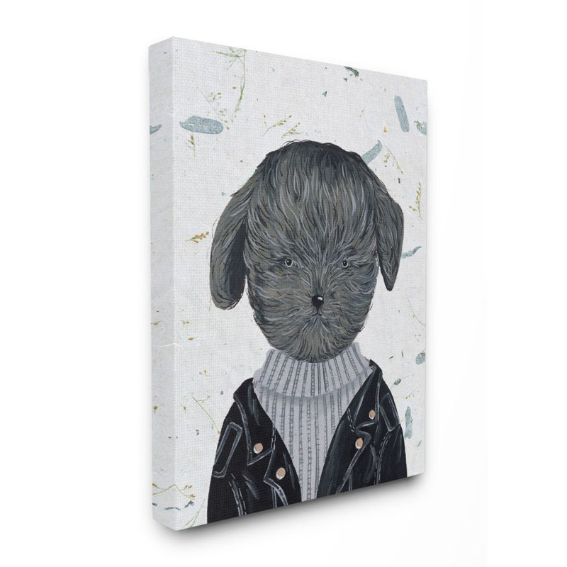 « hipster dog veste caniche drôle animal » par melissa wang-impression de dessin, Toile tendue, H 30 po x l 24 po x P 1,5 po