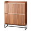 Armoire à chaussures cannelée en noyer, design Mid-Century, 2 tiroirs rabattables, peu encombrants, tablettes réglables, armoire autoportante pour le salon avec style, entrée