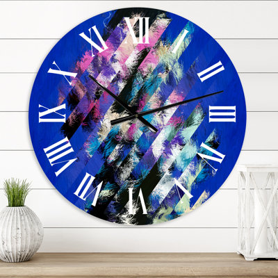 Fragmented Geometric on Classic Blue Background - Modern wall clock