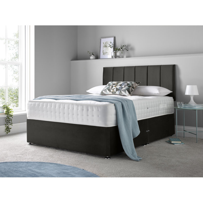 Magdaline Divan Bed Set, Black, Small Double (4'), No Drawers