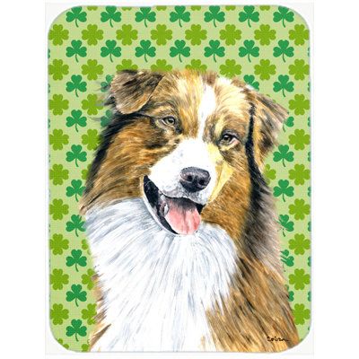 Caroline's Treasures Shamrock Lucky Irish Australian Shepherd St. Patrick's Day Glass Cutting Board