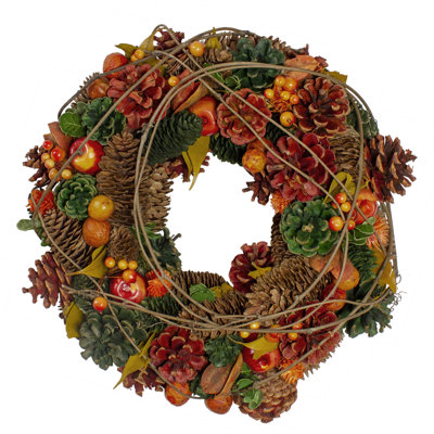 Couronne de pin artificielle et fruitier