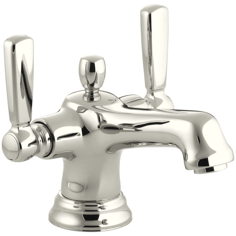 Robinet de salle de bain monocorps avec drain Bancroft, Nickel poli éclatant, Métal