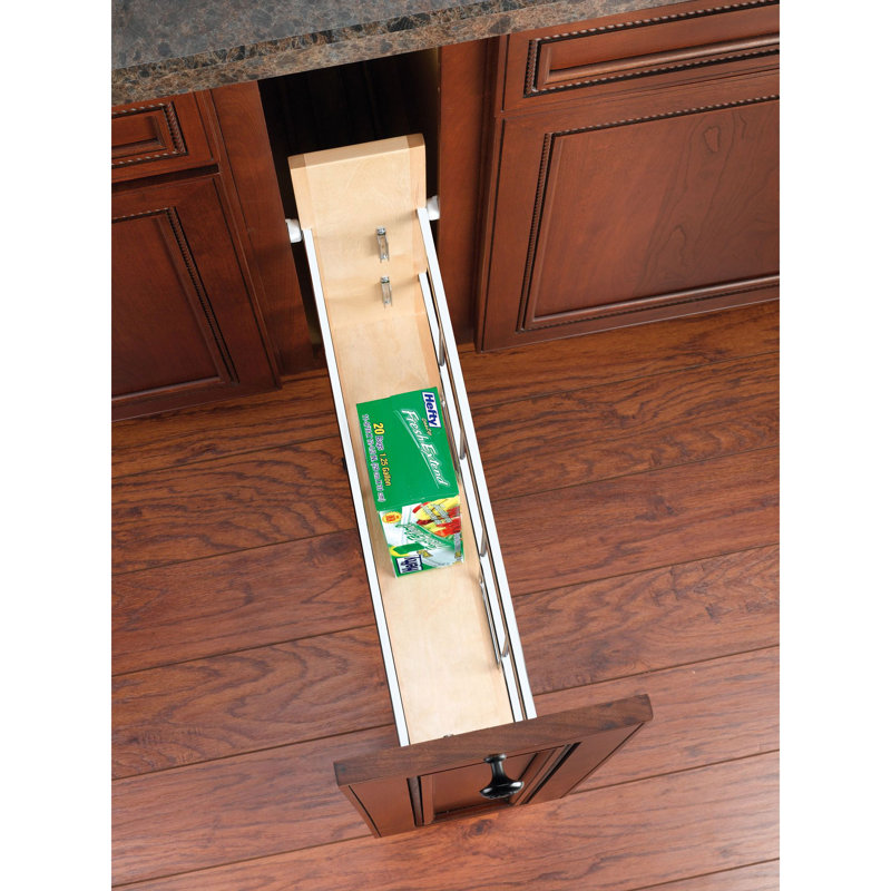 Rev-A-Shelf Wood Bakeware Pullout Organizer with Ball-Bearing Soft-Close for Baking Sheets, Platters, and Pans, 8" W