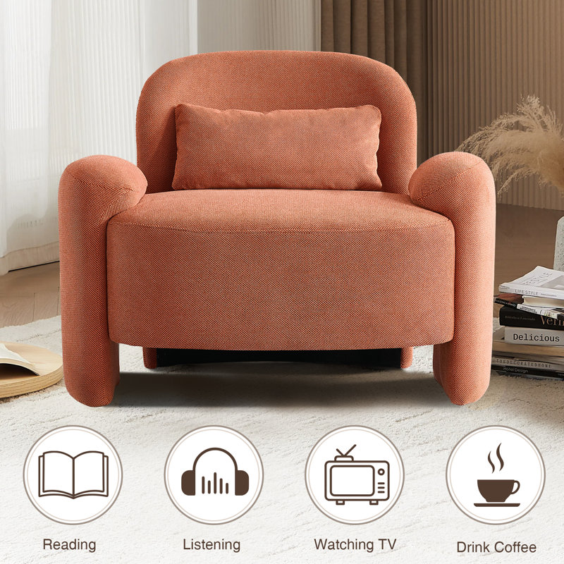 37.2 Wide Oversized Upholstered Sofa Chair, Orange