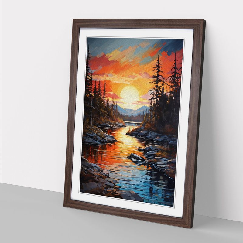 Lake Expressionism Art - Framed Print, Walnut Framed, 34cm H x 25cm W x 2cm D