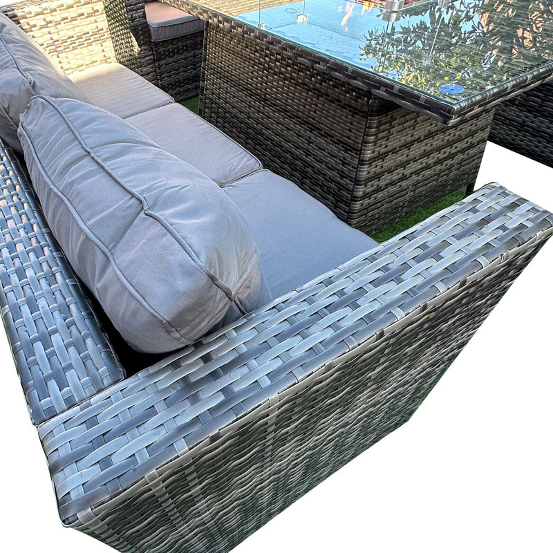Garden 8 Seat Firepit Corner Set in Grey