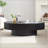 Handcrafted Ellipse Coffee Table, 43.7 Inch, Sturdy Pedestal Base, MDF for Living Room Elegance-527972817