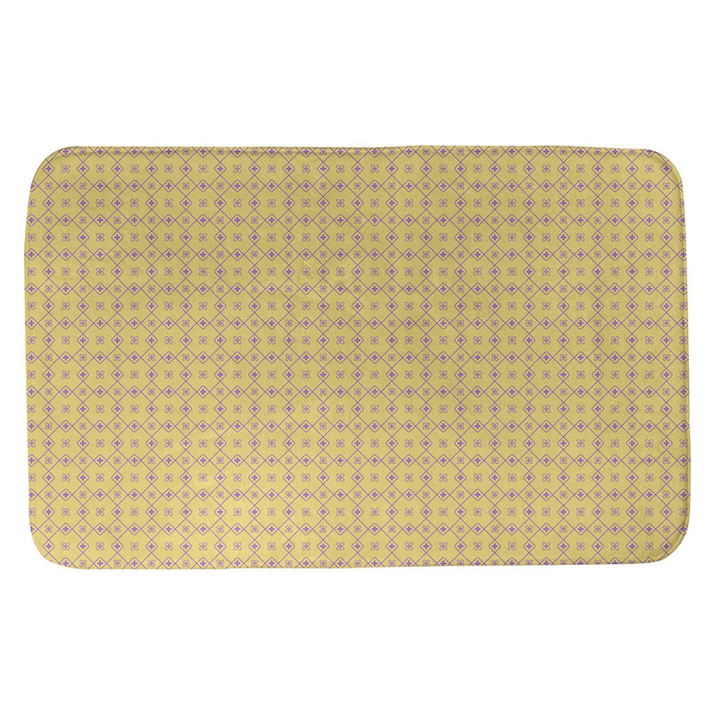 Tapis de bain antidérapant rectangulaire en forme de napperon de style Elizabeth bueschel, l 17 po x L 24 po, Jaune / Mauve