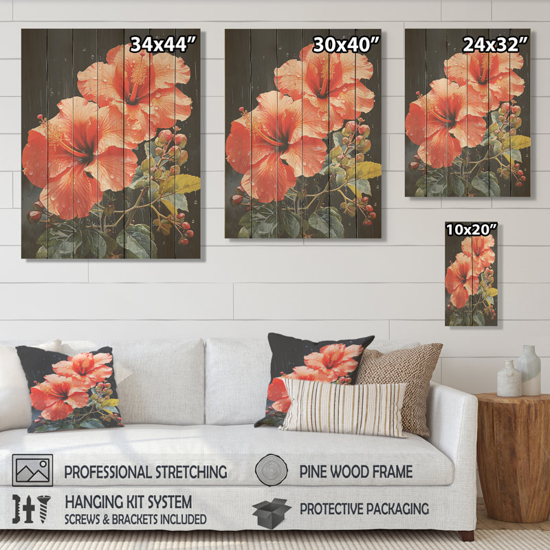 Hibiscus tropical - rose, H 20 po x l 10 po