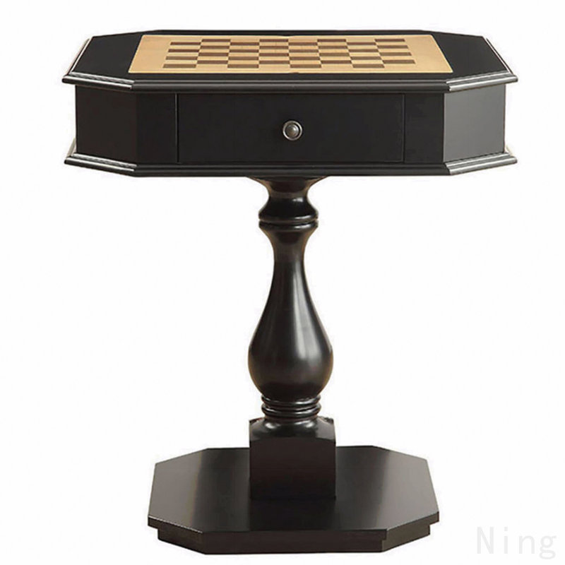 Table de jeu noire à 2 tiroirs, Noir, L 28,5 po x l 28,5 po x H 31,5 po