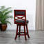 Tabouret pivotant à dossier en X de 24 po de hauteur comptoir, siège en tissu à finition cerisier-1290059391-1290059382